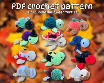 Crochet Halloween Turtle Plushie Pattern: 12-in-1 Amigurumi Bundle (Digital Download)