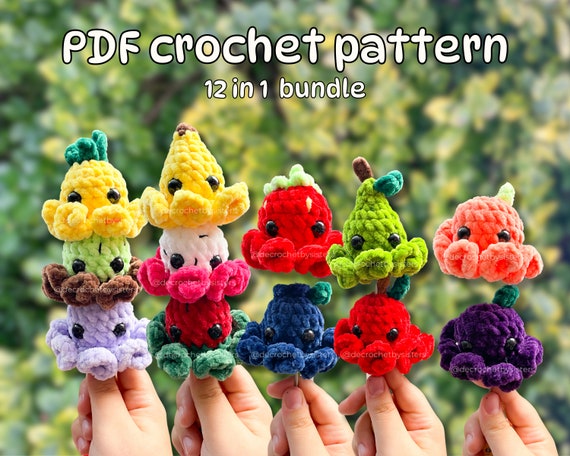 Crochet Fruit Octopus Plushie Pattern: Amigurumi Bundle (Digital Download)
