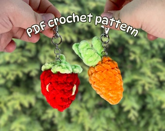 Amigurumi Crochet Keychain Pattern: Carrot & Strawberry Bundle (Digital PDF)