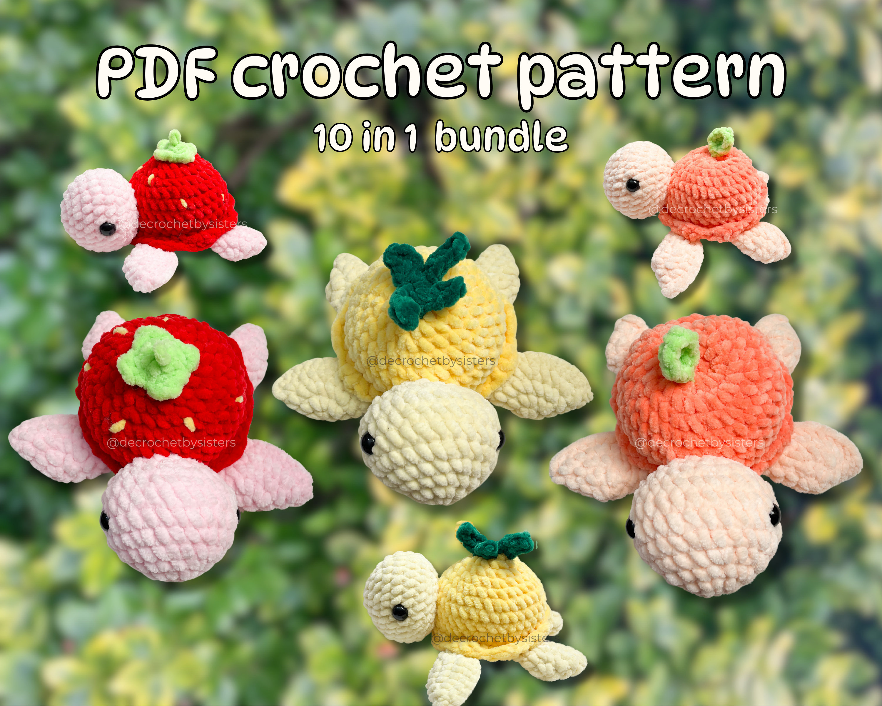 Crochet Fruit Turtle Plushie Pattern: Amigurumi Bundle