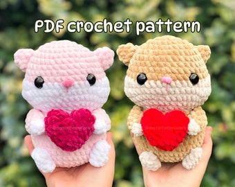 Valentine's Day Hamster Plushie Crochet Pattern - Heartfelt DIY Gift, digital pattern