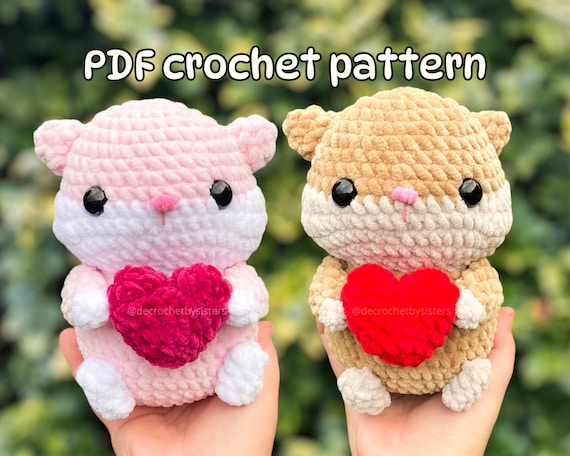 Valentine's Day Hamster Plushie Crochet Pattern - Heartfelt DIY Gift, digital pattern