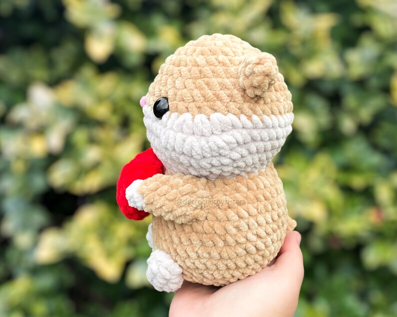 Valentine's Day Hamster Plushie Crochet Pattern - Heartfelt DIY Gift, digital pattern image 8