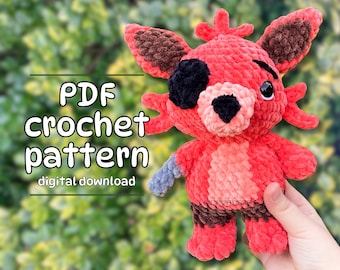 PDF Fox Plushie Crochet Pattern, handmade gift, digital pattern, amigurumi pattern fox plush toy