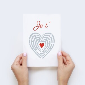 Tarjeta laberinto del amor: viaje romántico para dos, declaración simbólica, minimalismo romántico, regalo original para una pareja.