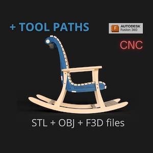 Rocking-Chair confortable pour enfants (fichiers STL, OBJ et F3D) + toolpaths