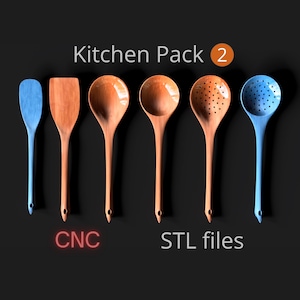 Kitchen Utensils CNC Files – Spatulas, Skimmers & Flat Ladles – STL Files for Wood Router (Digital Download)