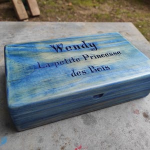 Houten geheime doos met gepersonaliseerde houten gravure (Landes grenen)