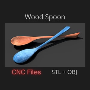 Wooden Spoon CNC File – 3D STL + OBJ Model for Wood Router – Beginner cnc Project (Digital Download)