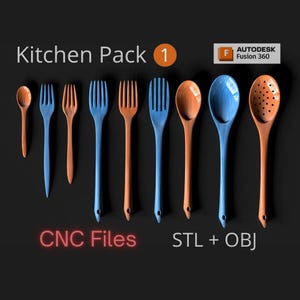Ensemble de cuillères et fourchettes pour la cuisine (fichiers STL et OBJ pour CNC)