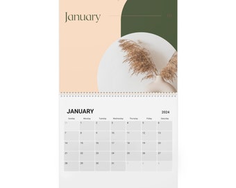 2024 Wall Calendar,10.8" × 8.4", Modern Minimalistic Home and Office Wall Planner, Monthly Calendar for Him, Her, Students, Gift