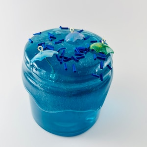 Aurora Rain, Clear slime , Blue slime , Slime with charms , Slime with sprinkles, Gift for kids, Unscented, Shimmer slime.