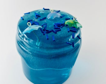 Aurora Rain, Clear slime , Blue slime , Slime with charms , Slime with sprinkles, Gift for kids, Unscented, Shimmer slime.