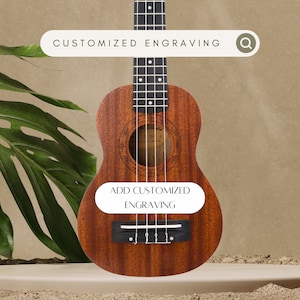 Personalized Engrave Mahogany Soprano Ukulele Customized Fathers Mothers Day Gift for Him or Her