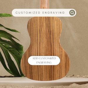 Personalized Engrave Zebra Concert Ukulele Customized Back