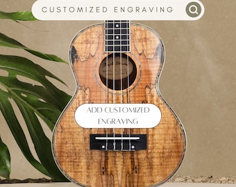 Personalized Engrave Spalted Maple Tenor Ukulele Customized Fathers Mothers Day Gift for Him or Her