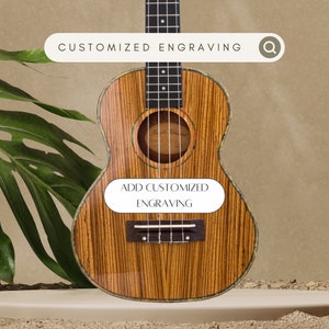 Personalized Engrave Zebra Gloss Tenor Ukulele Customized Fathers Mothers Day Gift for Him or Her