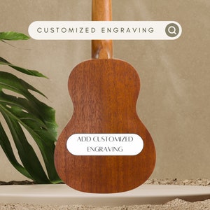 Personalized Engrave Mahogany Soprano Ukulele Customized Back