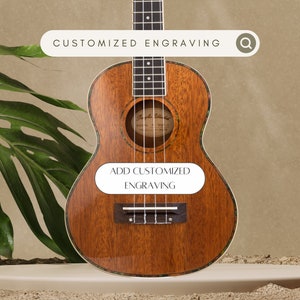 Personalized Engrave Mahogany Gloss Tenor Ukulele Customized Fathers Mothers Day Gift for Him or Her