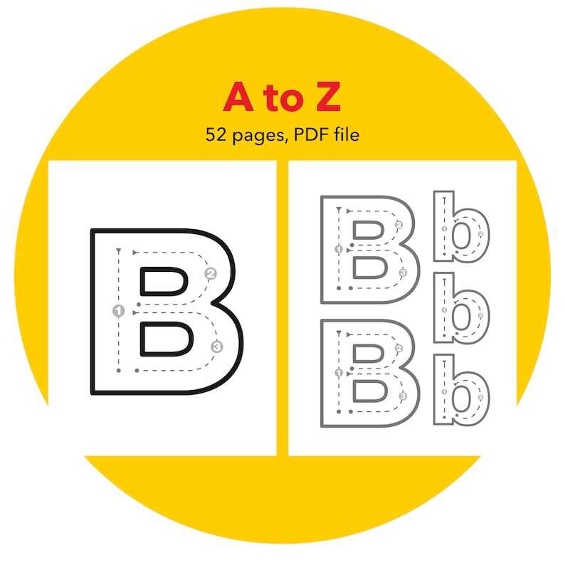 JUMBO Letter Tracing Worksheet, Big Alphabet Worksheet, A4 Letter