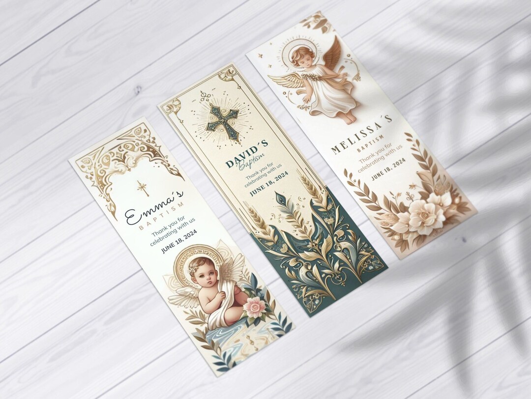 Vintage Custom Printable Bookmarks for Best Baptism Favors Bundle ...