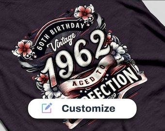 Diseño vintage de 60 cumpleaños personalizado para imprimir en camiseta o sudadera. La mejor idea retro para fiesta y regalo para ella o él. archivo PNG