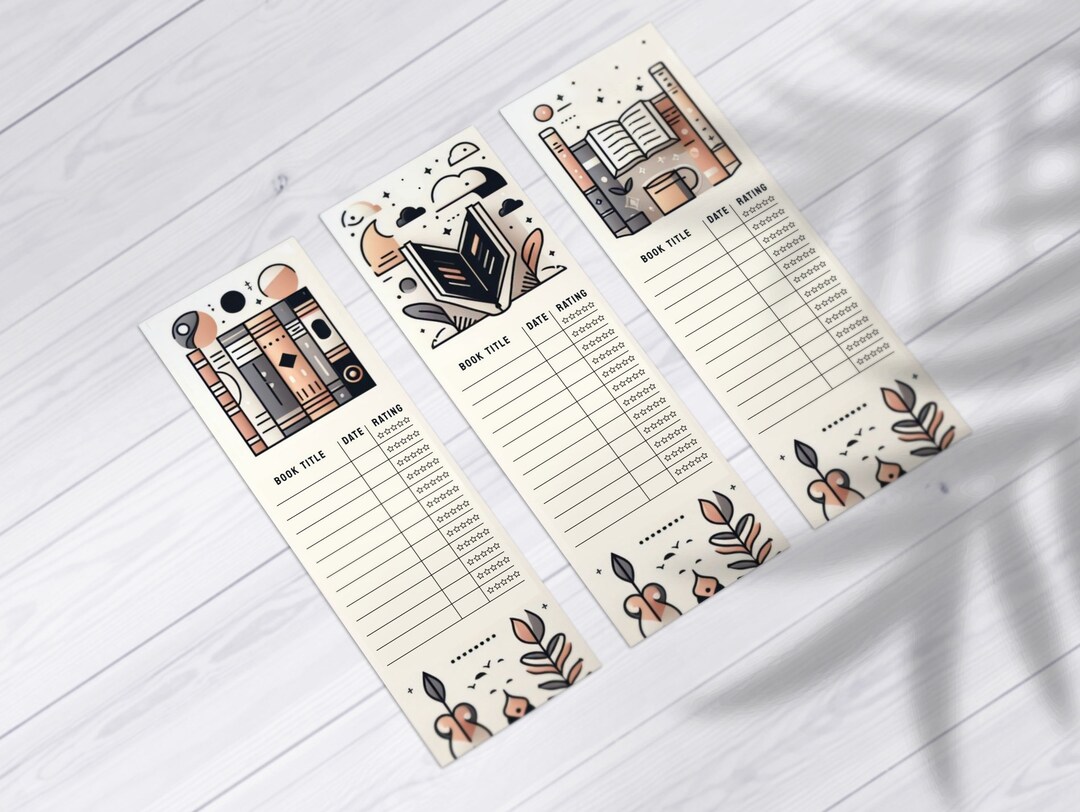 Modern Custom Printable Bookmarks Png Set: Ideal Library Reading ...