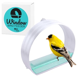 Mangeoire pour oiseaux avec fenêtre ~ Bac à graines amovible ~ Ventouse