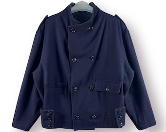 Vintage 80's Yohji Yamamoto 8620 WorkShop Washed Flannel Multipocket Blue Wool Heavy Jacket