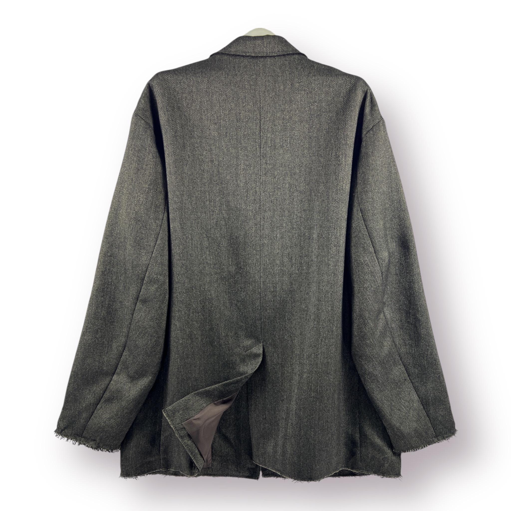 Vintage Beams Japan Herringbone Trashed Design Overcoat Blazer
