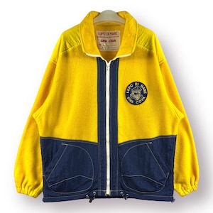 Vintage 90&#39;s SINA COVA color block fleece + nylon zipper jacket L size