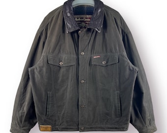 ジャケット・アウター Marlboro Classics LERHER COLLAR COVERALL 90's Marlboro Classics Vintage Men's Jacket Leather Collar