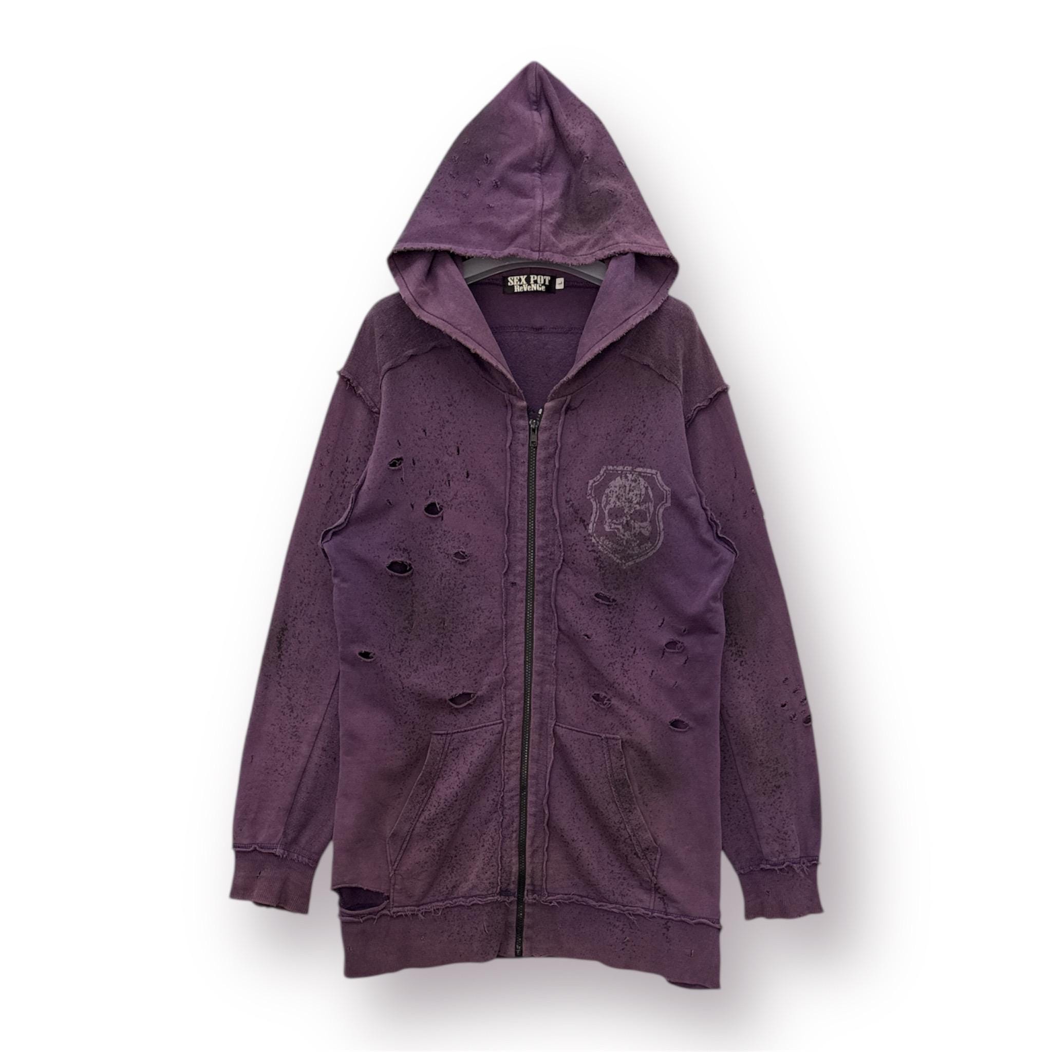 Vintage Sex Pot Revenge Hoodie – Crazy Distressed Punk Skull Sweat