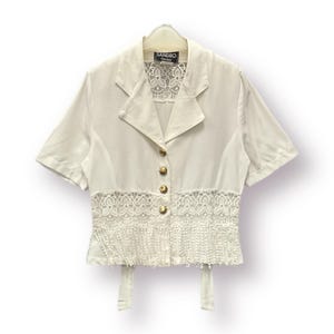 Vintage 80s SANDRO Paris Croped Mesh Blouse Jacket