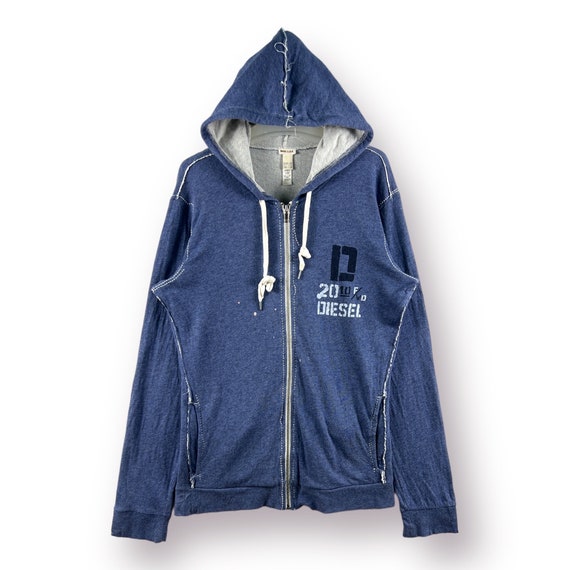 トップス vintage diesel design zip hoodie Vintage Diesel Sweater Zipper Hood Distressed Design Light