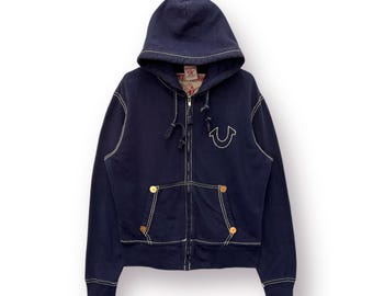 Vintage Y2K True Religion USA hoodie light jacket Sashiko Stitching logo - S