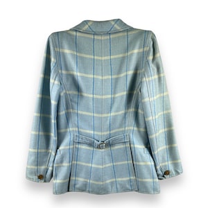 Vintage Courreges Made in France double-breated tartanwollen jas voor dames afbeelding 8