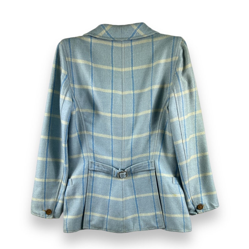 Vintage Courreges Made in France double-breated tartanwollen jas voor dames afbeelding 8