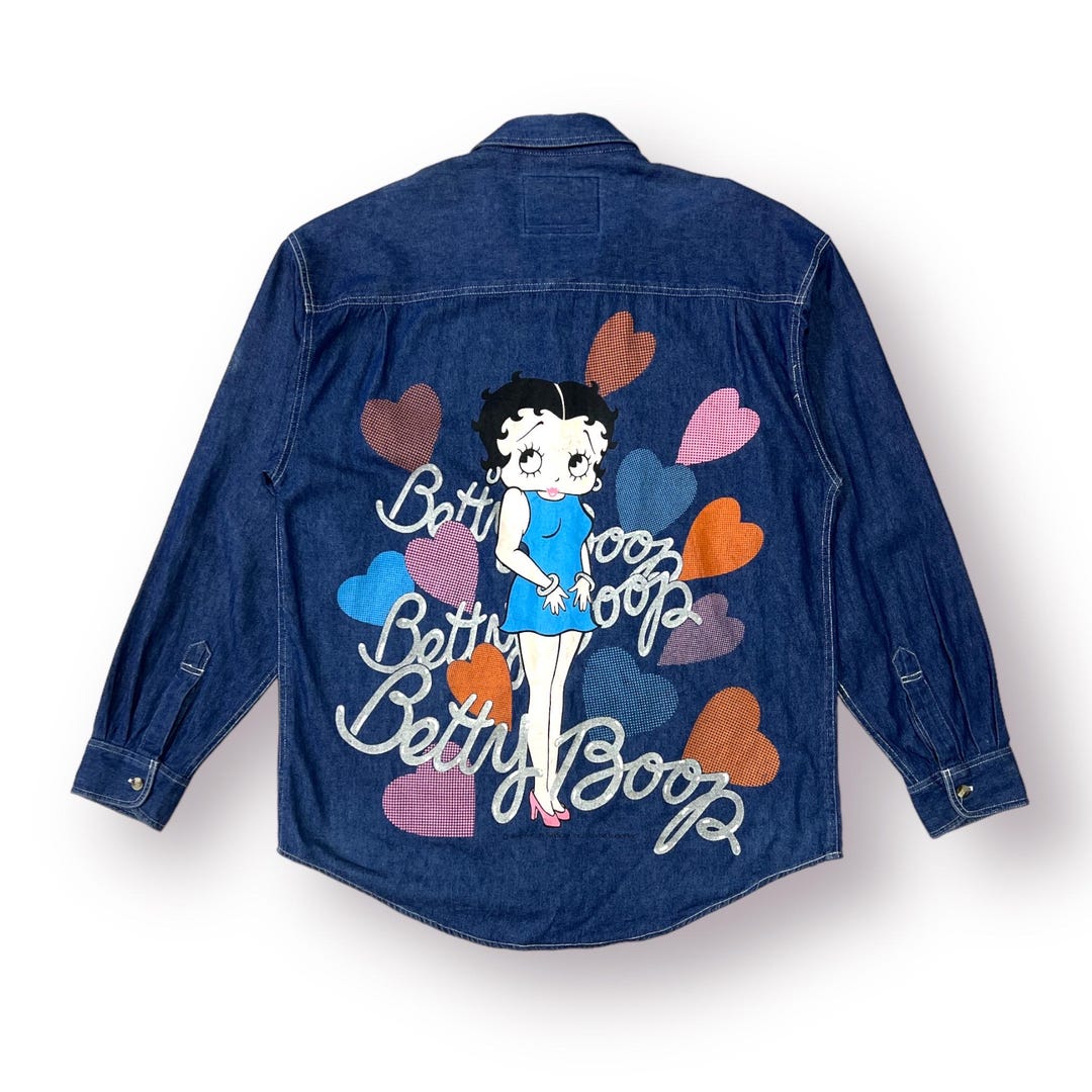 Boop Back Vintage Y2k Betty Boop Back Hit Logo Denim Shirt Button up - M - Etsy