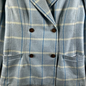 Vintage Courreges Made in France double-breated tartanwollen jas voor dames afbeelding 4