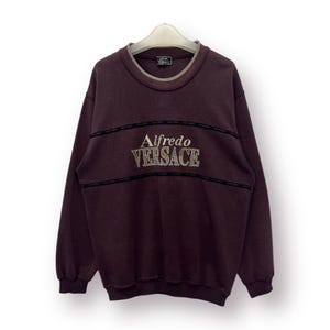 Vintage 90&#39;s Alfredo Spellout big logo Embroidery Sweatshirt - L