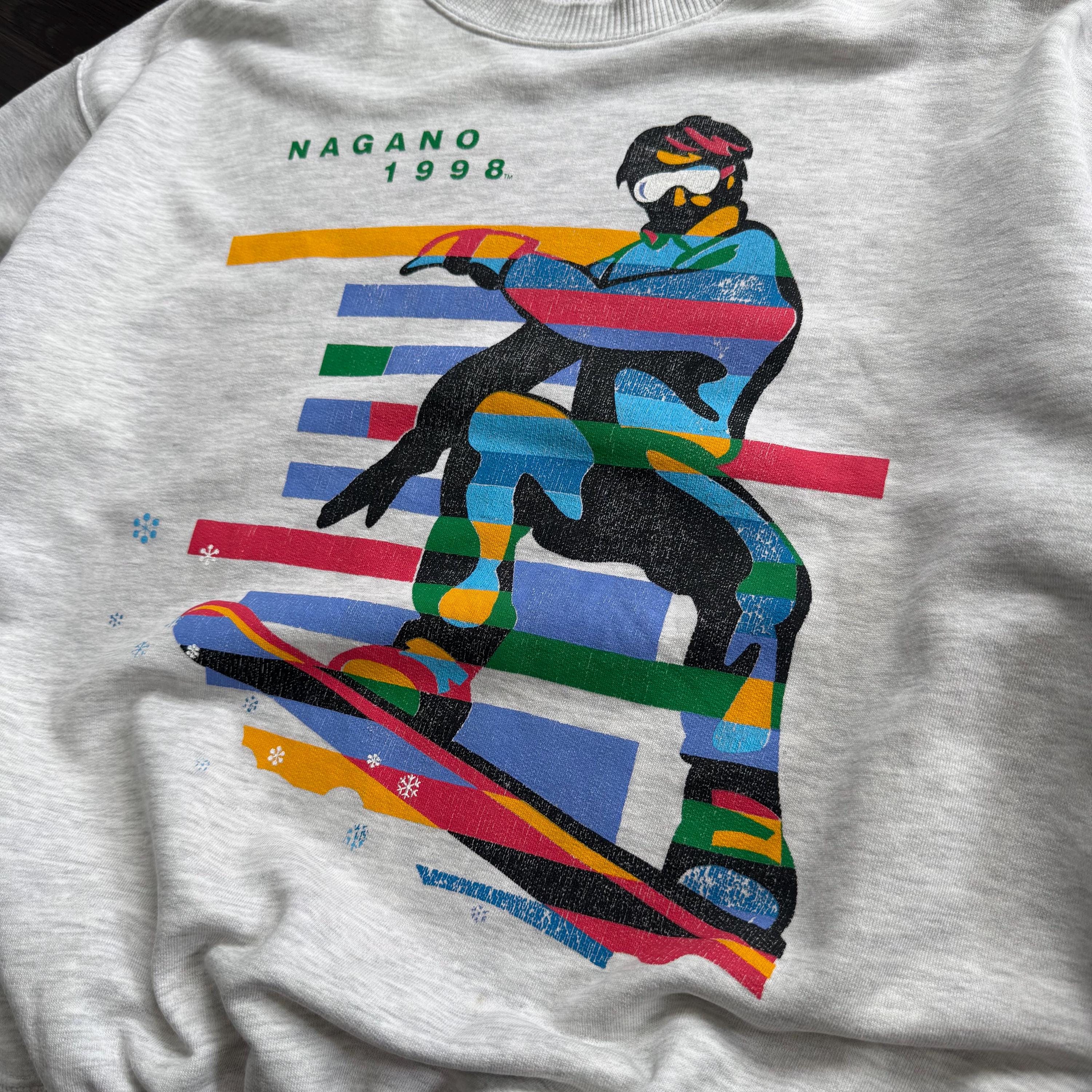 Vintage Olympic 1998 Nagano Winter Japan IBM Snow Roundneck