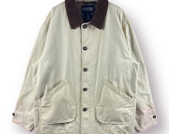 Vintage 90&#39;s BARN Coat italian Lands&#39; End hunting jacket Chore Jacket Duck Canvas - L