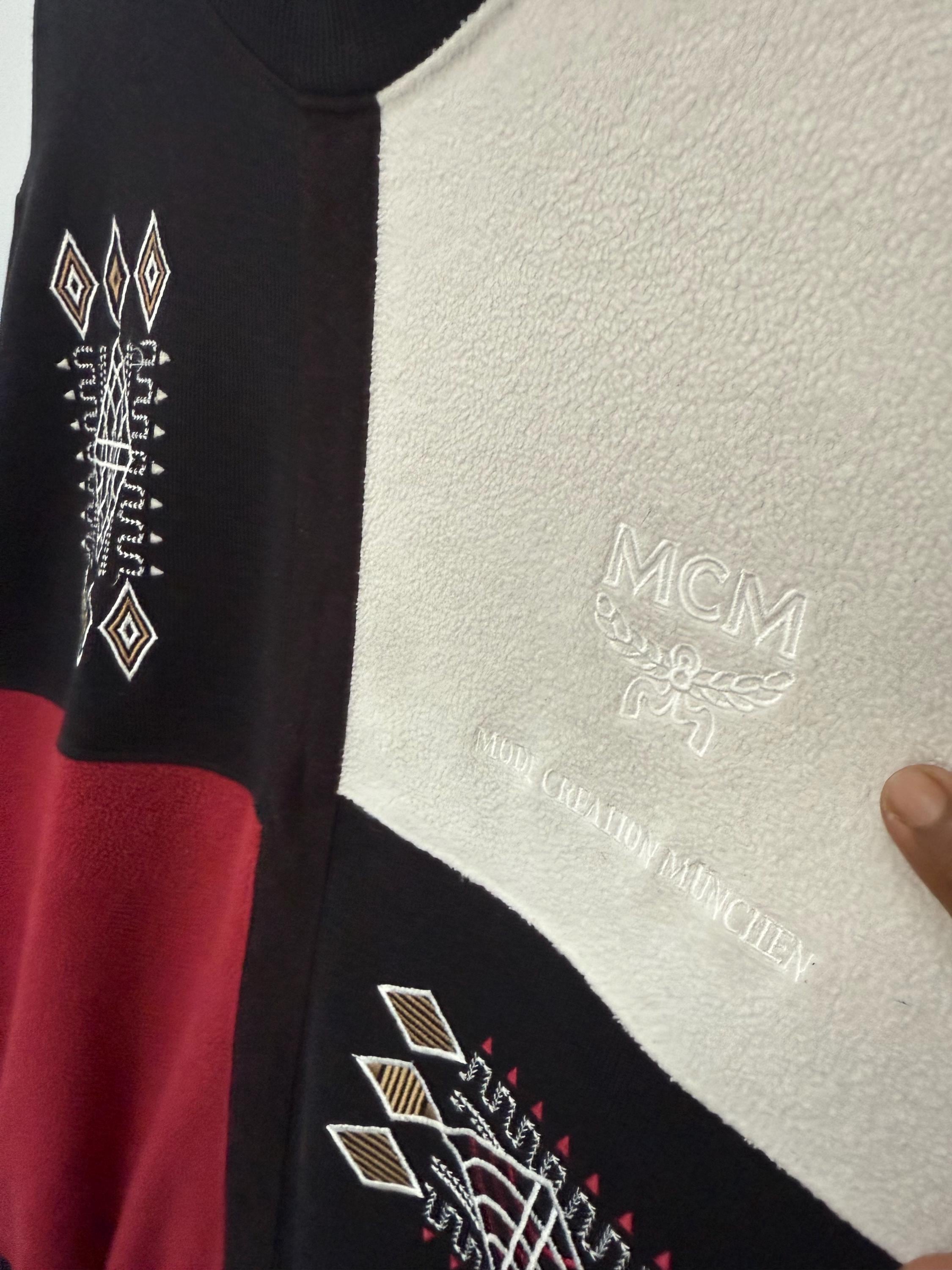 ヴィンテージ MCM OTC 幾何学模様刺繍スウェットシャツジャケット - L 