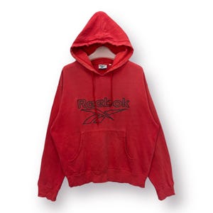 Vintage Reebok Big Logo Hoodie sweat in Red - M