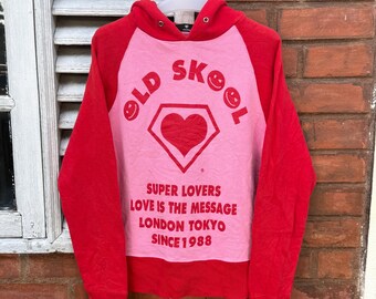 Vintage Super Lovers Japan iConic Old Skool-logotyp med boxig passform och huvtröja