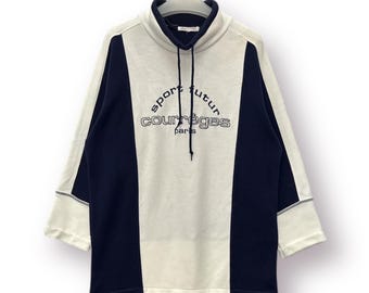 Vintage Courrèges Sport Futur Hecho en Japón Sudadera con gran logotipo