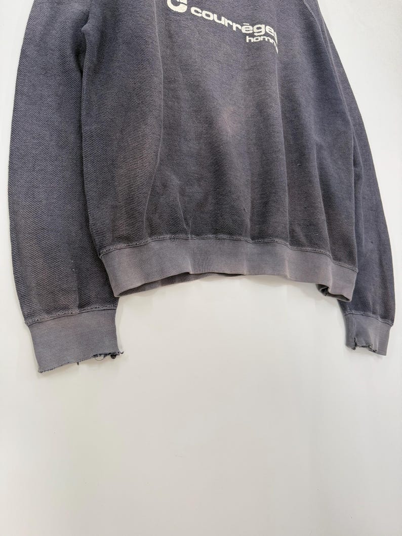 Vintage 80's Courréges Homme Paris Faded Valour Distressed Raglen Sweatshirt image 3