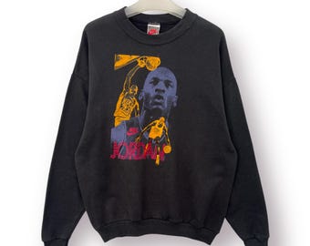 Vintage 90's Grey Tag Nike Basketball Micheal Jordan in black Sweatshirt - XL