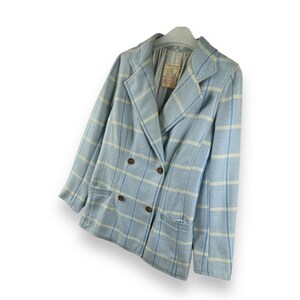Vintage Courreges Made in France double-breated tartanwollen jas voor dames afbeelding 2